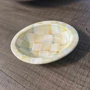 Discontinued Mackenzie Childs Parchment Check Enamel Dish